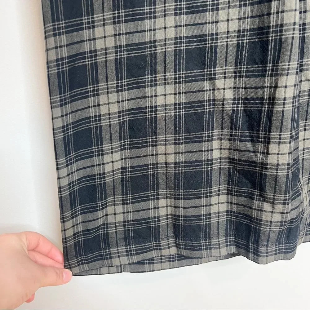 Vince Plaid Easy Pullover Cotton Dress in Military - Picture 3 of 6